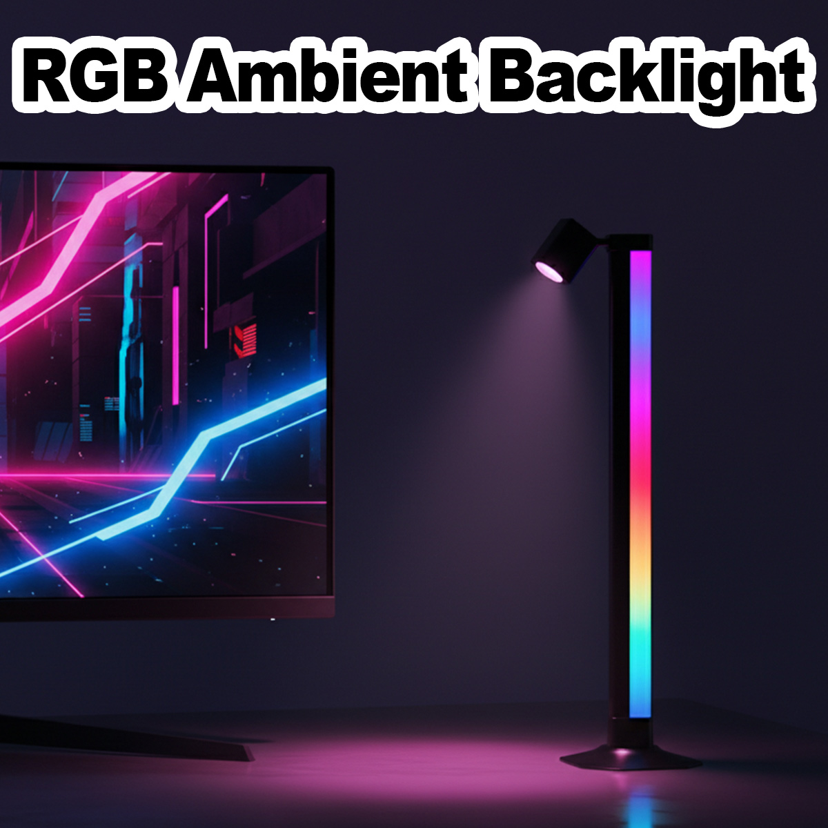Desk Setup With Tv - Smarte LED-Lichtleiste RGB mit Musik-Synchronisation, App-Steuerung,